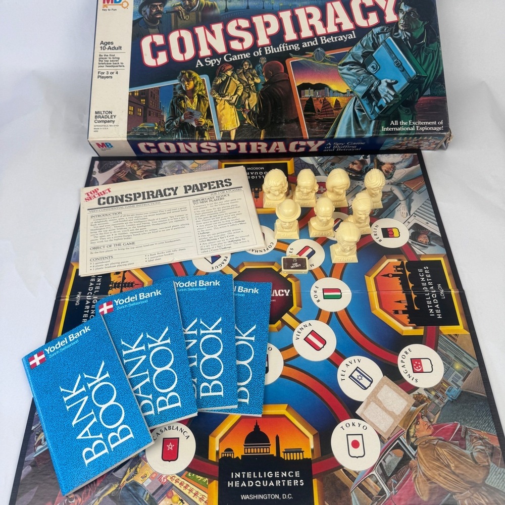 Vintage 1982 Conspiracy A Spy Game Milton Bradly Board Game 100% Complete